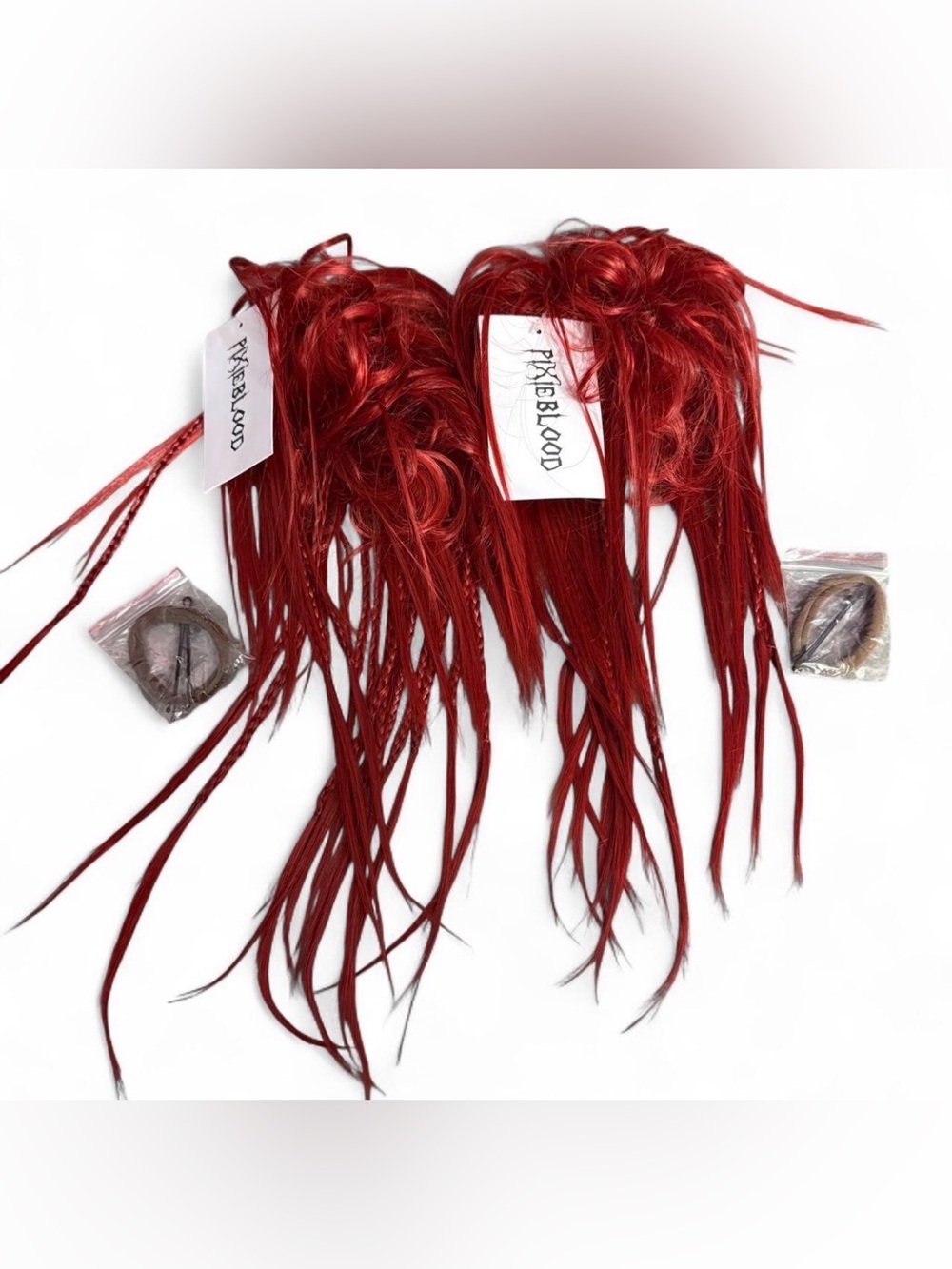 PIXIEBLOOD Red Hair bun braid Extensions  Red brand new never worn only 1